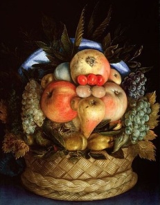 Giuseppe Arcimboldo, Reversible Head with Basket of Fruit