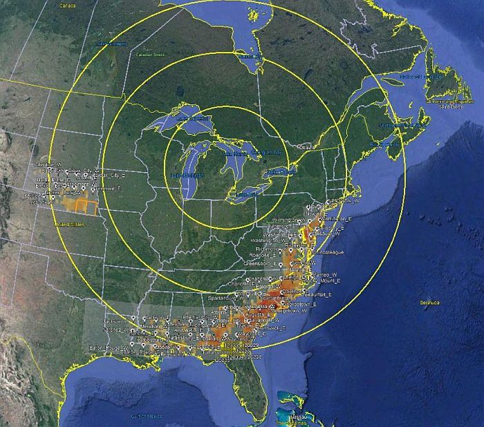Range of ejecta curtain