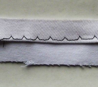 Reverse side of blind stitched hem