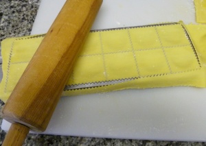 cutting pasta squares