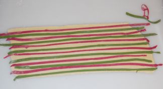 Overlaid colored pasta strips
