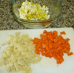 Vinegret diced potatoes and carrots