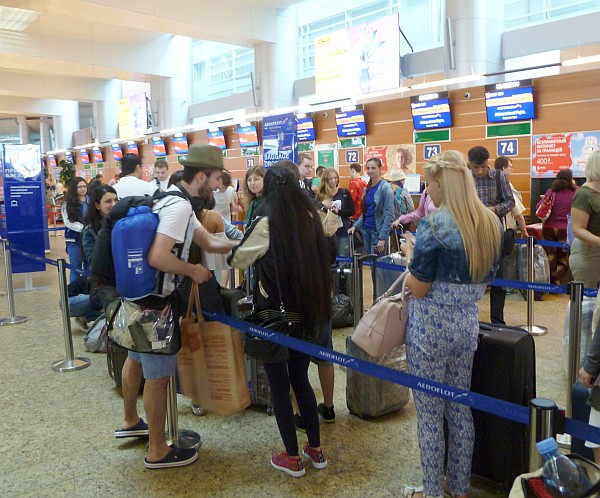 Airport check-in line