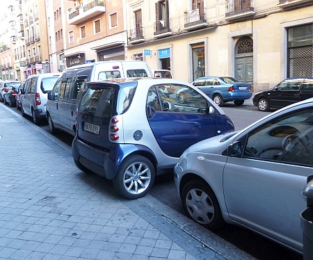 Even small cars have trouble finding parking in Madrid