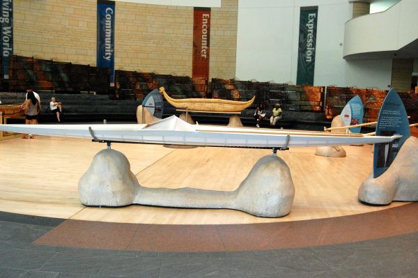 kayaks and reed boats