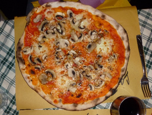 Thin crust mushroom pizza