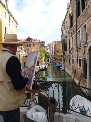 Artist painting, Venice, Italy