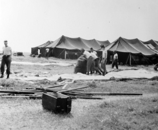 Setting up the Army tents