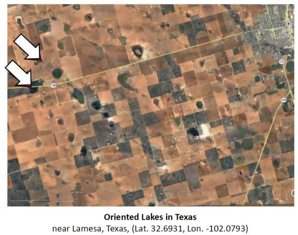 Oriented lakes in Texas