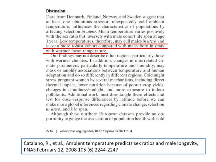 low temperatures may cull males in utero