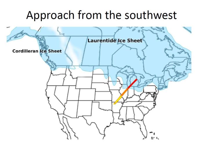 meteorite approach from southwest
