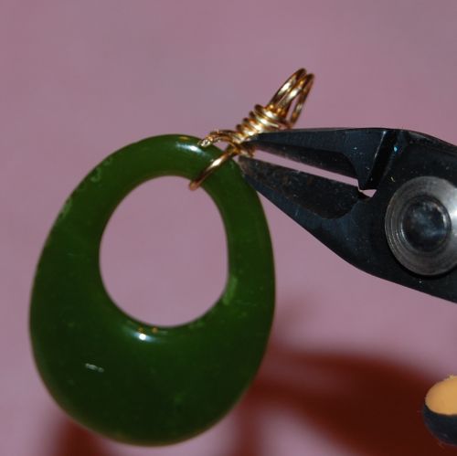Trimming excess wire from Jade pendant