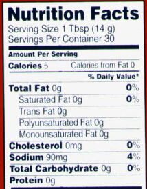 Promise Nutrition Label