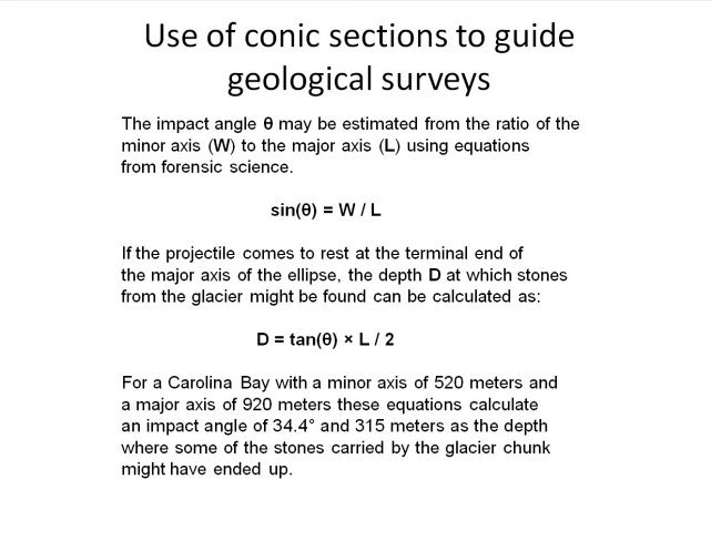 Use of Conic sections for geological exploration